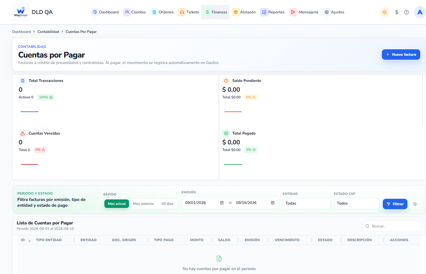 Vista: Cuentas por pagar (CxP)