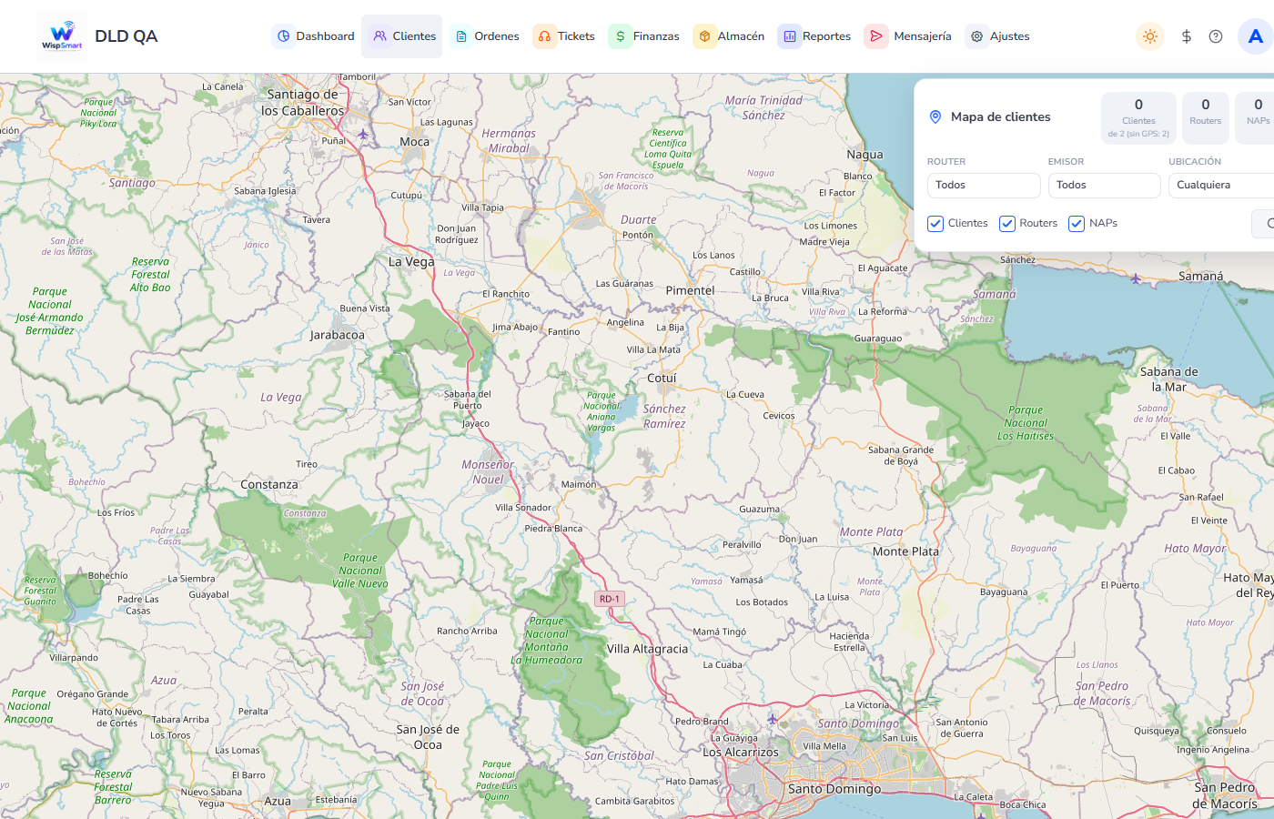 Vista: Mapa Clientes