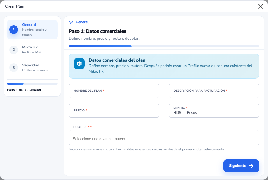 Formulario: Nuevo Plan