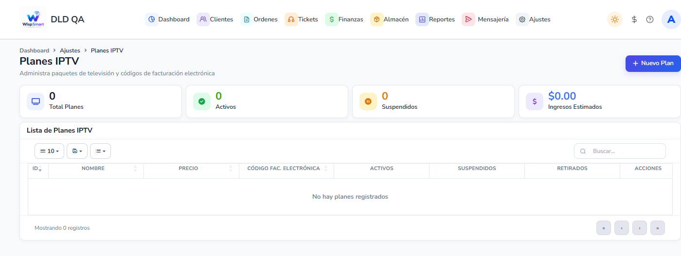 Vista: Planes IPTV
