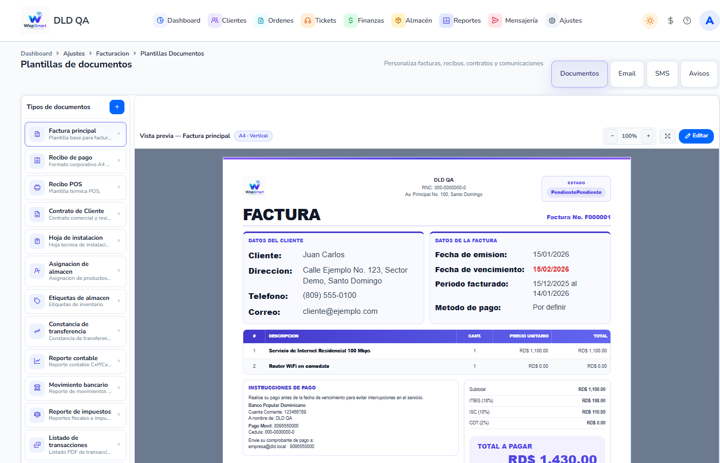 Vista: Plantillas de documentos