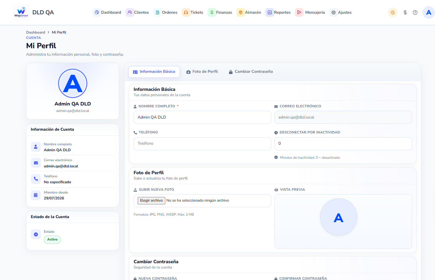 Vista: Sesión e inicio de sesión